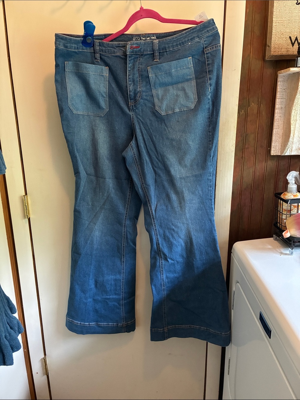 Peace Love World Women's Blue Boot Cut Jeans